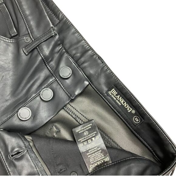 Blank NYC Pants 28 Black Faux‎ Leather High Rise Skinny Button Fly Great Jones - Picture 6 of 15